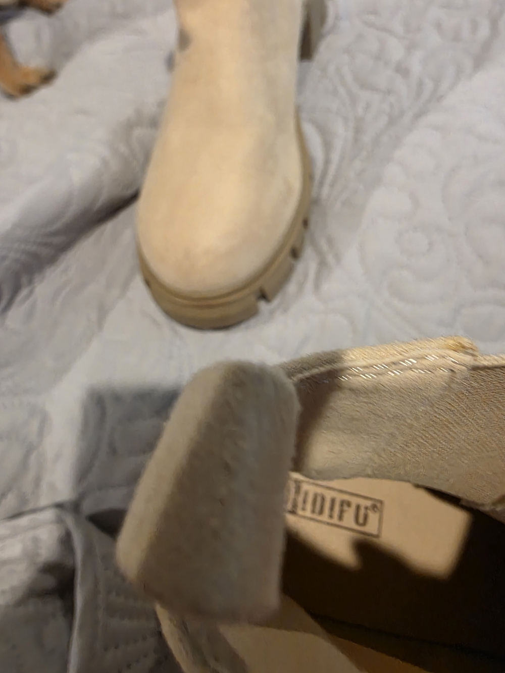Size 12 IDIFU Beige Chunky Chelsea Ankle Boot - Picture 5 of 5